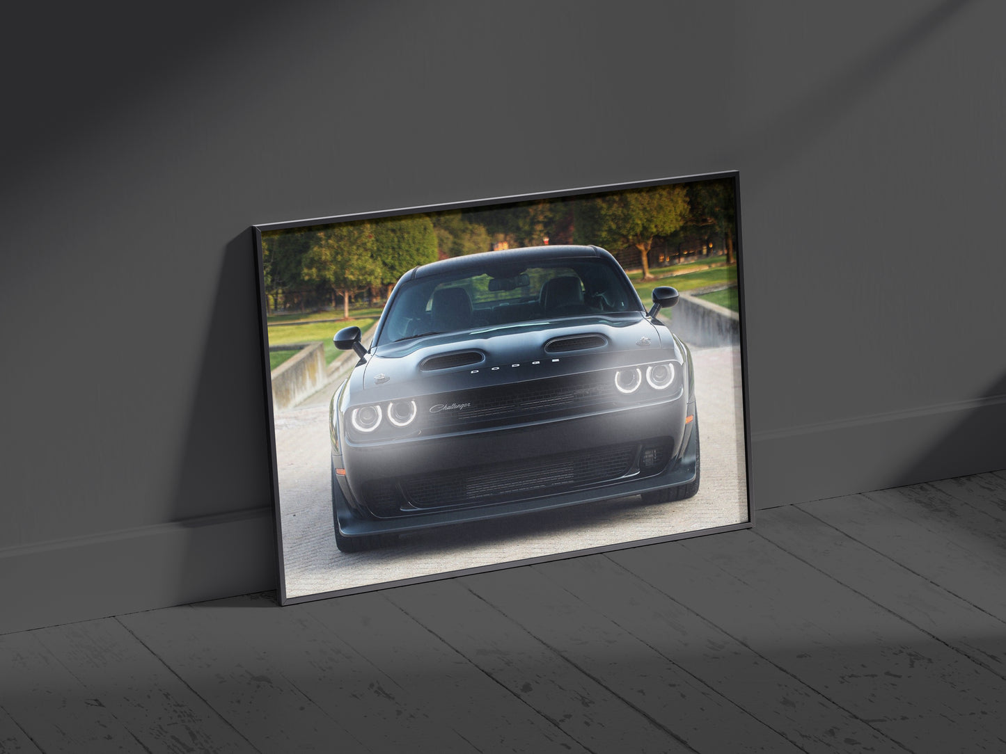 Dodge Challenger Hellcat, Neon LED Acrylic Wall Art, garage, man cave