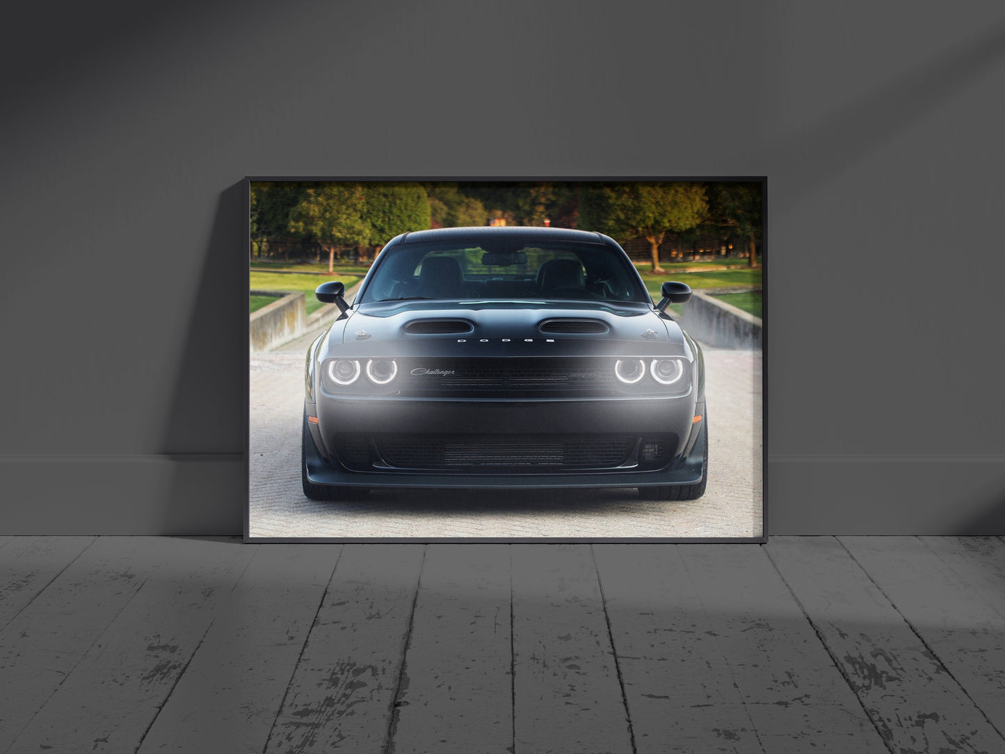 Dodge Challenger Hellcat, Neon LED Acrylic Wall Art, garage,  man cave