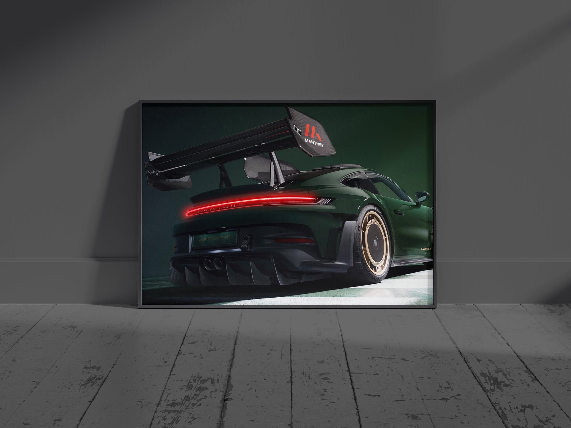 Porsche 911 GT3 RS, Neon LED Acrylic Wall Art, garage and office wall art